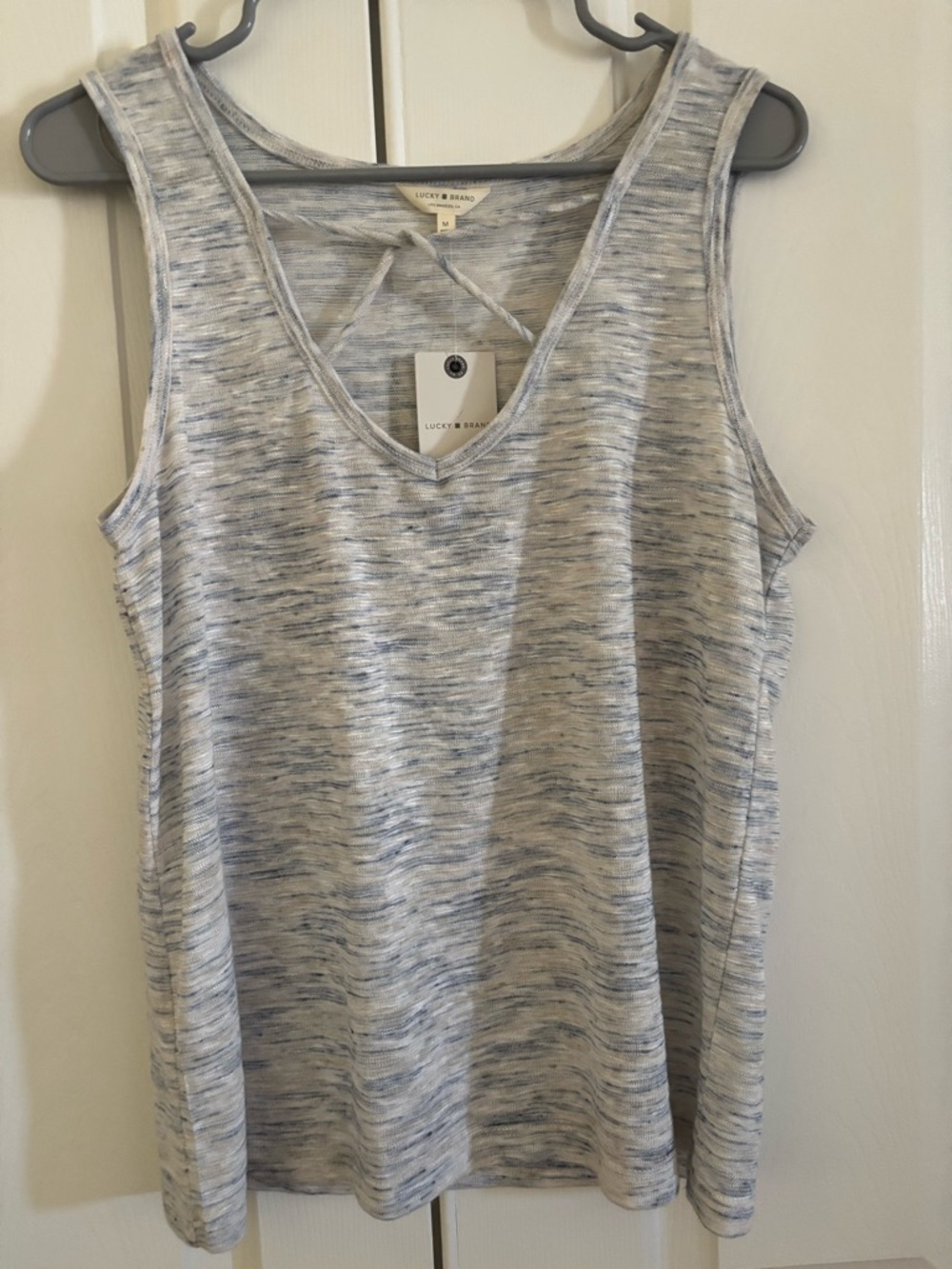 NWT Lucky Brand Gray and Blue Space-Dye V-Neck Tank